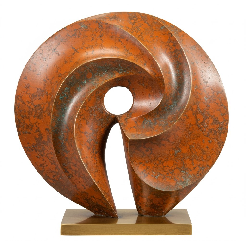 Orange and Copper Patina - Jack Eagan Abstract Bronze Sculpture